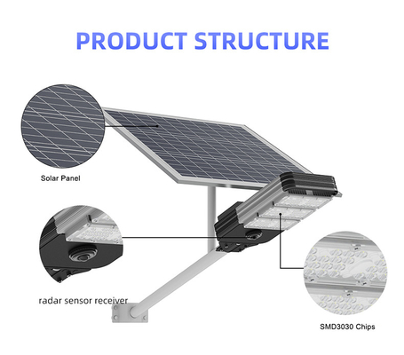 200 Watt Solar Powered LED Street Lights Bulb 4 Heads Long Working Time 58x22x9cm